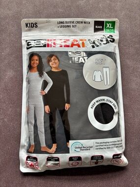 Kids Black Long Sleeve Crew Neck + Legging Set - XL